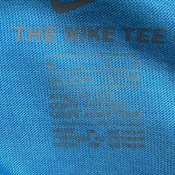 NWT Nike Tee Logo Slogan T-Shirt Just Do It Size 6X Girls Athletic Cut Blue NEW - Picture 3 of 7